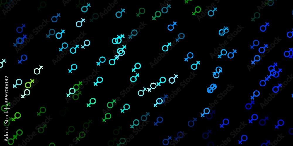 Dark Blue, Green vector texture with women's rights symbols. Dark Blue, Green vector texture with women's rights symbols.
