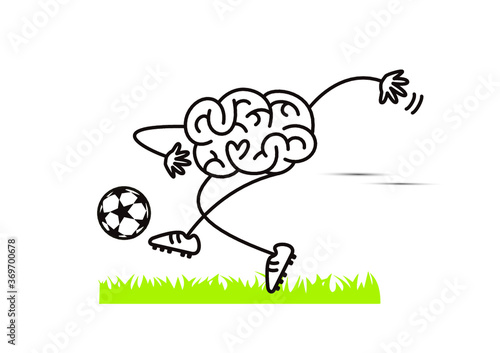 brain plays football and shows the audience a good kick