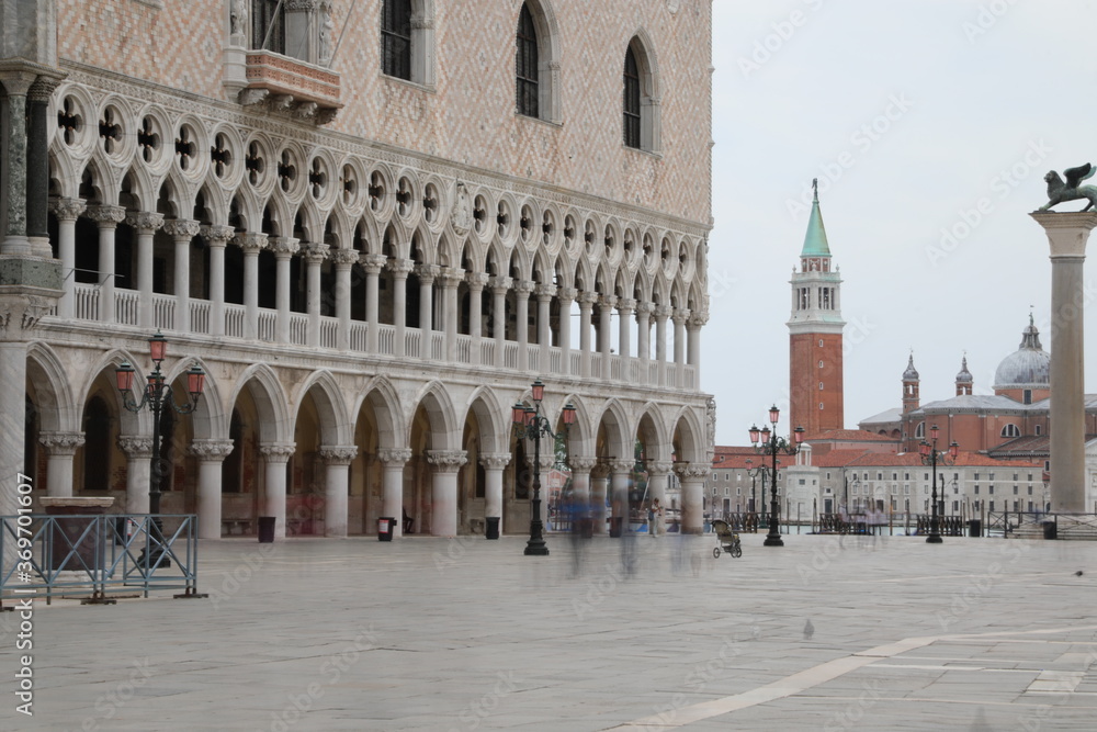 Saint Mark square and  the Doge s Palace with few people during