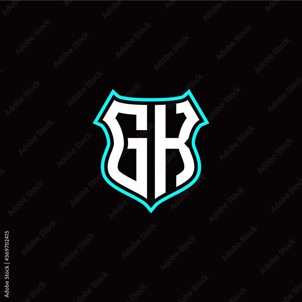 G K initials monogram logo shield designs modern