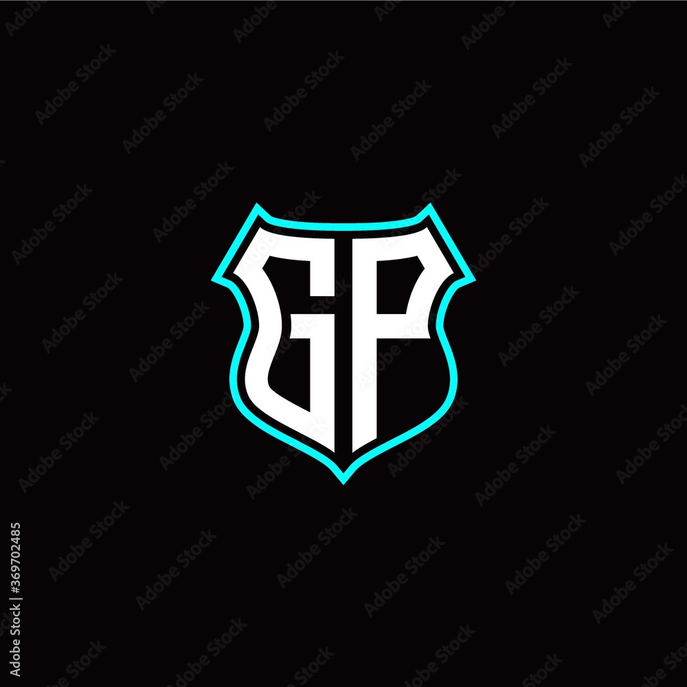 G P initials monogram logo shield designs modern