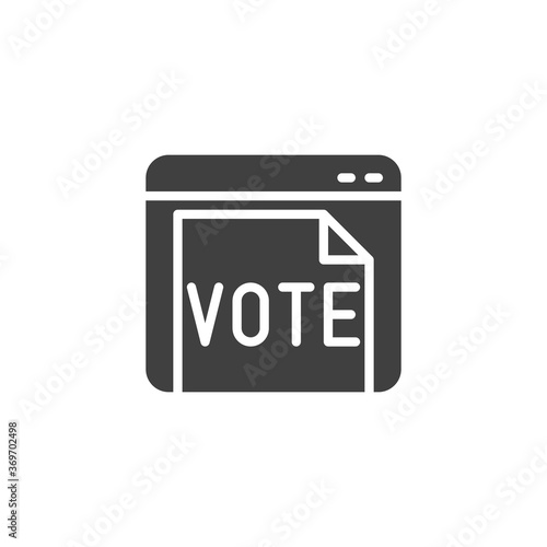 Online voting vector icon. filled flat sign for mobile concept and web design. Website with vote document glyph icon. Symbol, logo illustration. Vector graphics