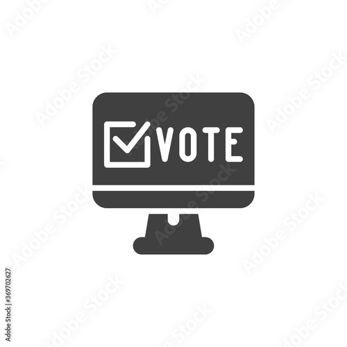 Online vote confirm vector icon. filled flat sign for mobile concept and web design. Online election vote glyph icon. Symbol, logo illustration. Vector graphics