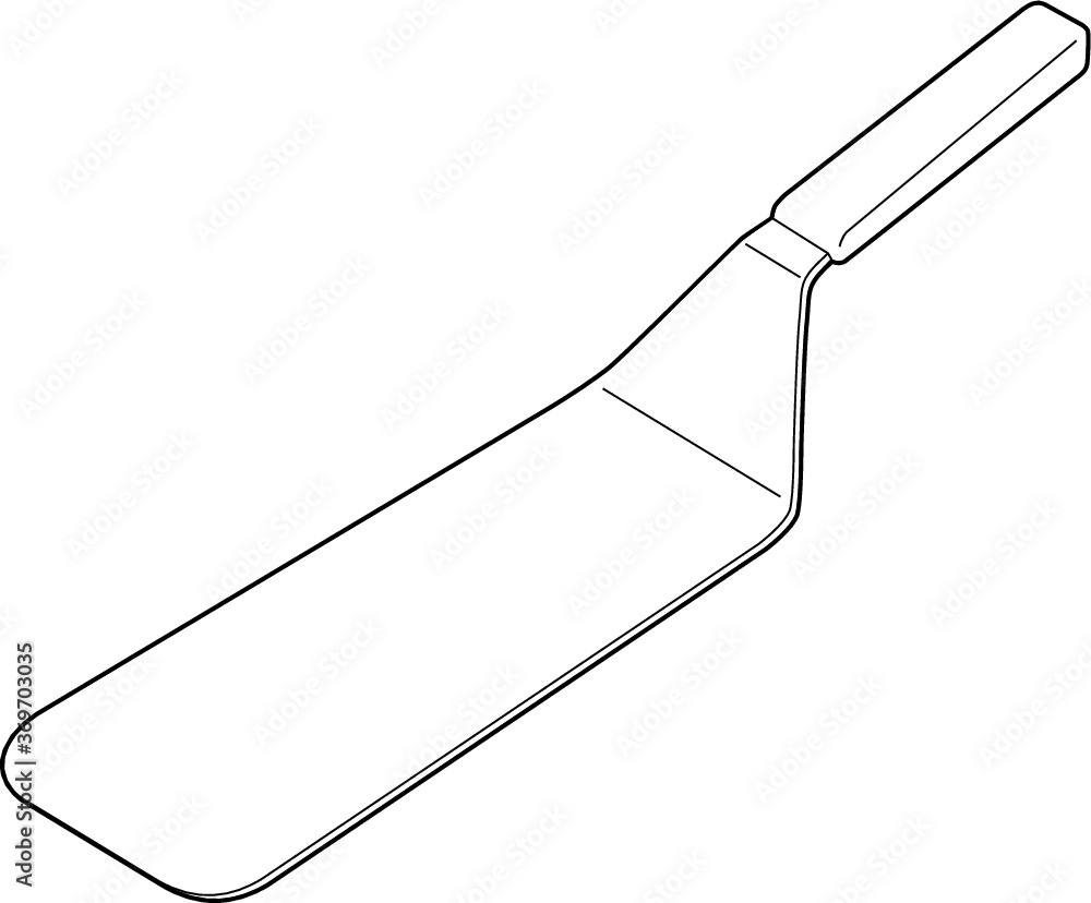 A vector line art illustration of an offset spatula