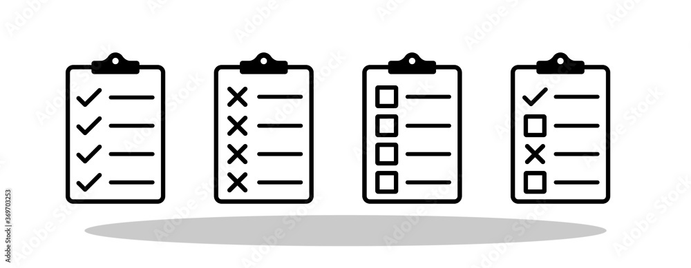 Clipboard icon set in trendy flat style. Clipboard with paper symbols for your web site design, logo, app, UI Vector EPS 10. Clipboard icon set in trendy flat style. Clipboard with paper symbols for your web site design, logo, app, UI Vector EPS 10.