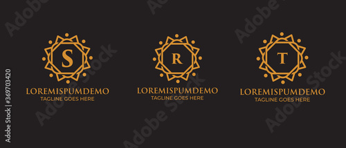 Initial letter S R T Luxury Logo template. Elegant line art  Letter emblem . Retro Vintage 
 or Logotype Vector Monogram design elements trendy linear style floral badge 
fashion, beauty and jewelry 