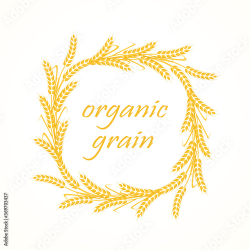 Wreath ears isolated on white background. Template vector icon design. Agriculture wheat logo
