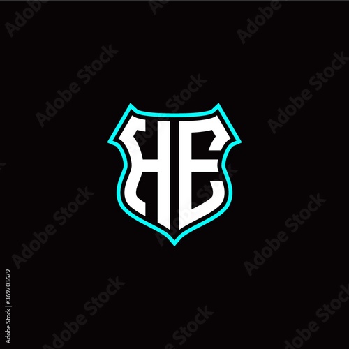 H E initials monogram logo shield designs modern Free Download H E initials monogram logo shield designs modern - GFXLoad