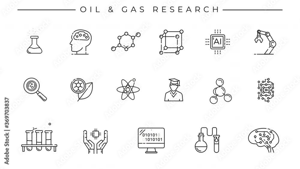 Collection of oil and gas research line icons on the alpha channel. Collection of oil and gas research line icons on the alpha channel.