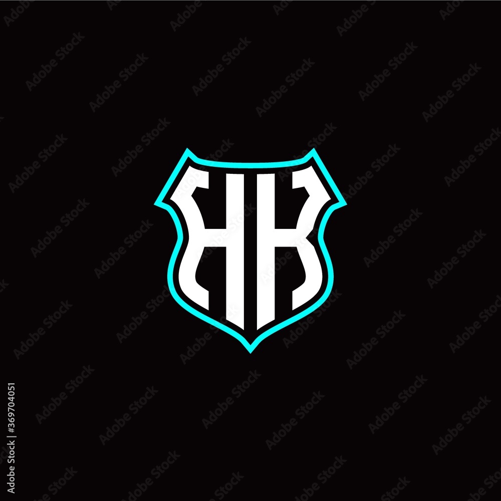 H K initials monogram logo shield designs modern