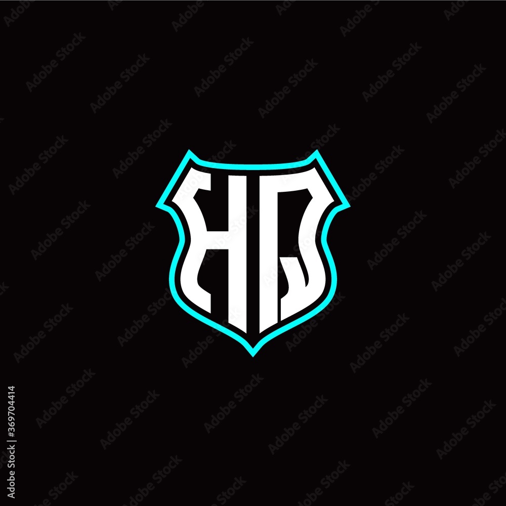 H Q initials monogram logo shield designs modern
