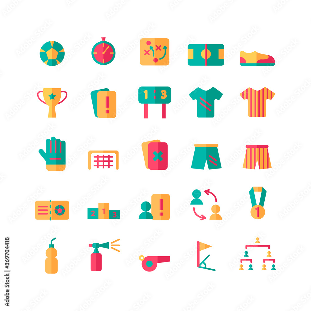 Football icon set vector flat for website, mobile app, presentation, social media. Suitable for user interface and user experience. Football icon set vector flat for website, mobile app, presentation, social media. Suitable for user interface and user experience.