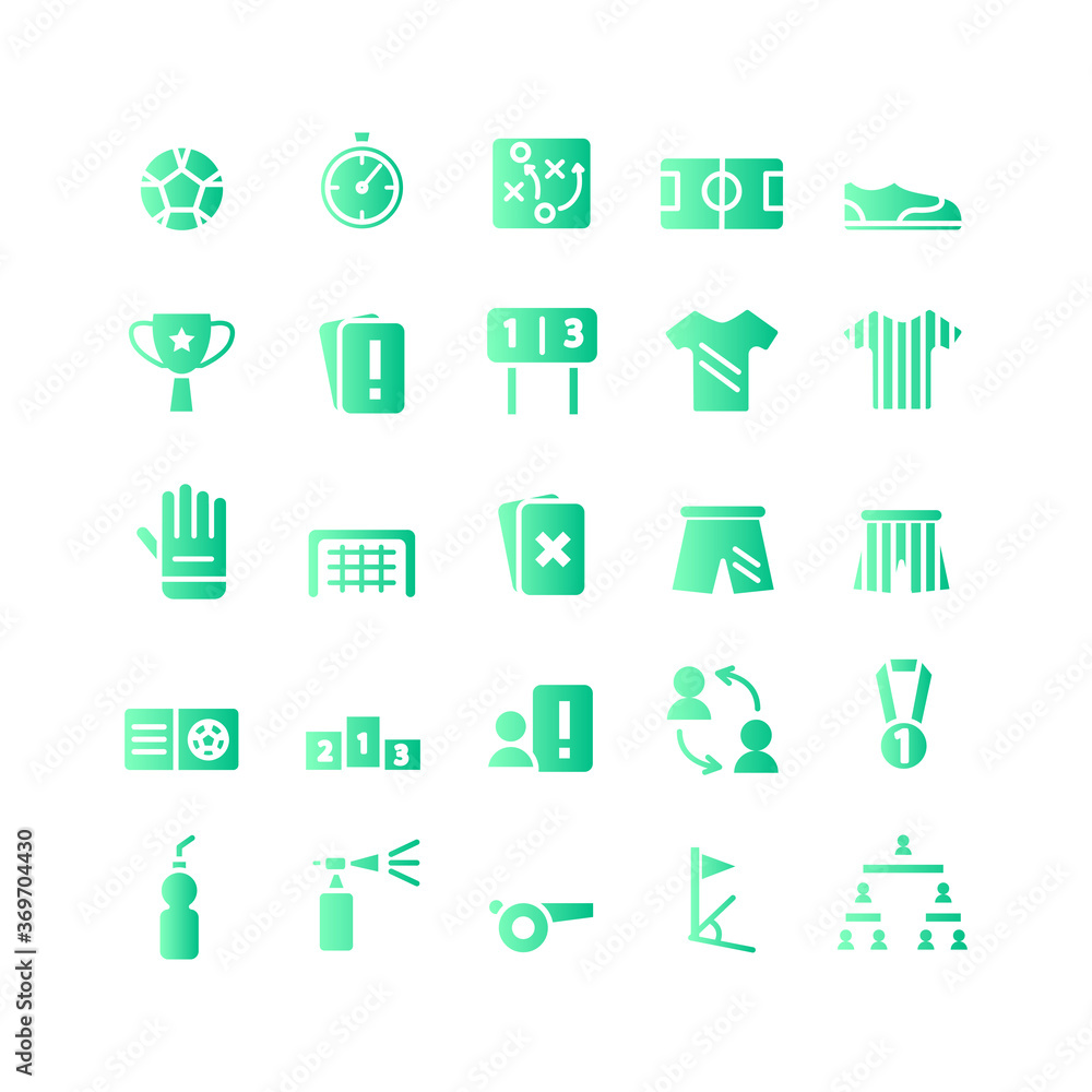 Football icon set vector gradient for website, mobile app, presentation, social media. Suitable for user interface and user experience Football icon set vector gradient for website, mobile app, presentation, social media. Suitable for user interface and user experience