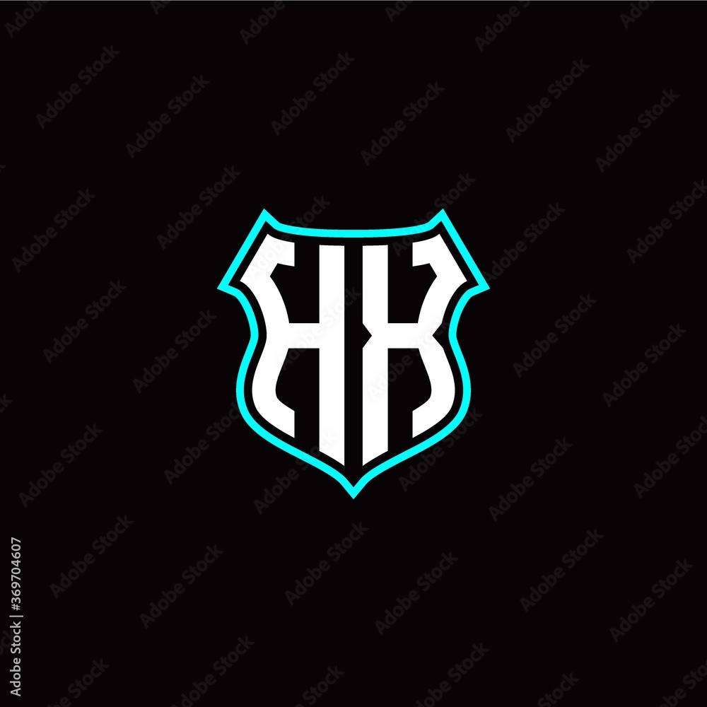H X initials monogram logo shield designs modern