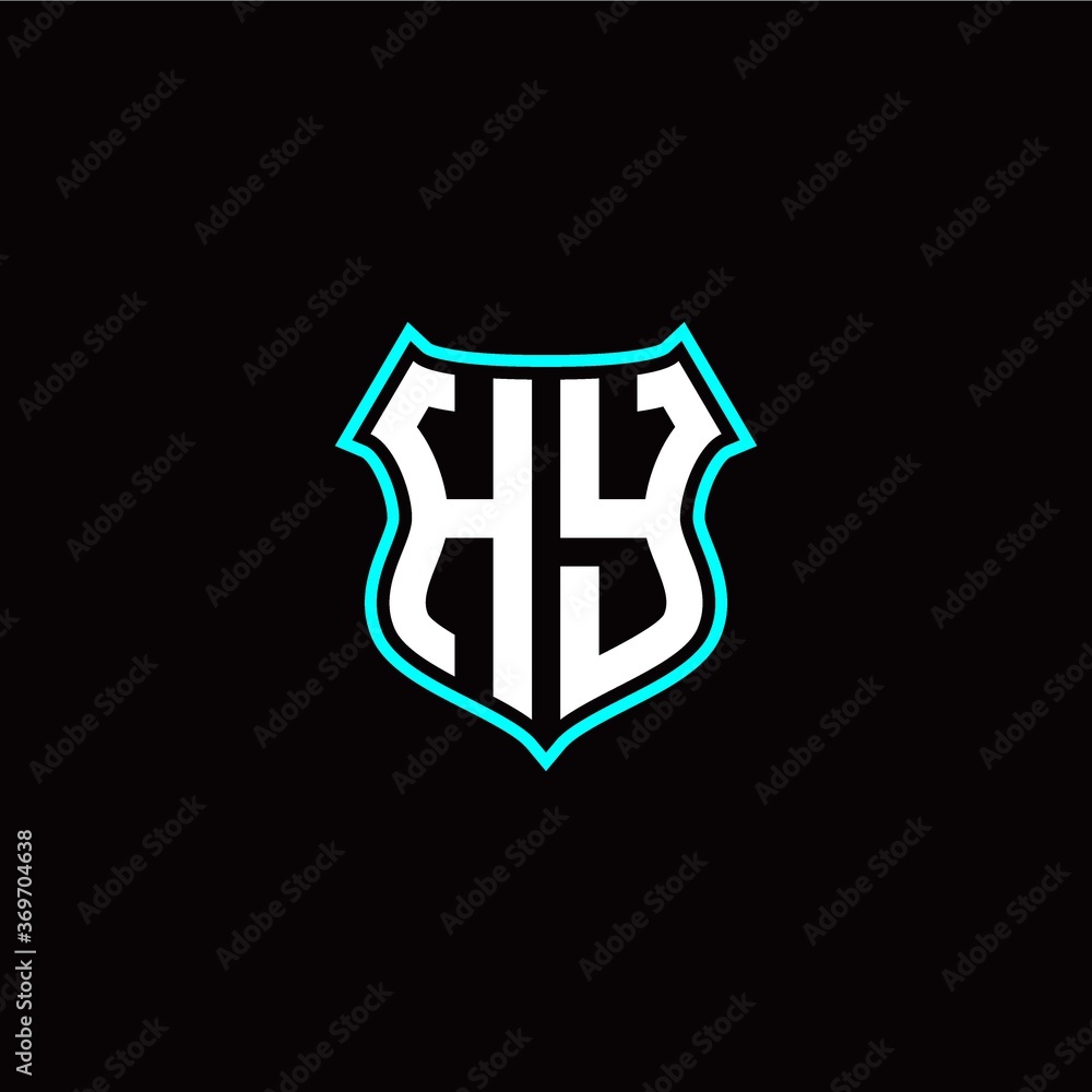 H Y initials monogram logo shield designs modern