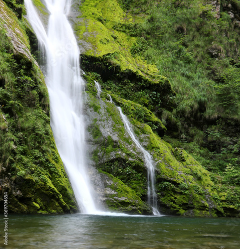 waterfall of pure fresh water in the middle of the forest