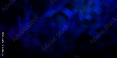 Dark BLUE vector background with bent lines. Colorful geometric sample with gradient curves.  Template for your UI design.