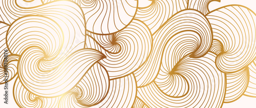 Luxury golden wallpaper. Art Deco Pattern, Vip invitation background texture for print, fabric, packaging design, invite.  Vintage vector illustration.