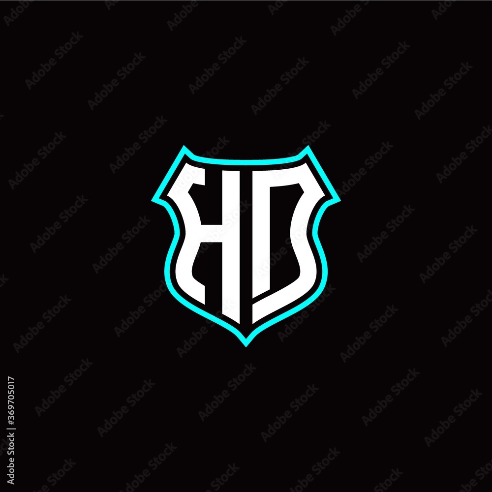 H D initials monogram logo shield designs modern