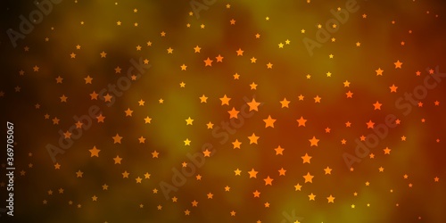 Dark Green, Yellow vector background with small and big stars. Decorative illustration with stars on abstract template. Best design for your ad, poster, banner.
