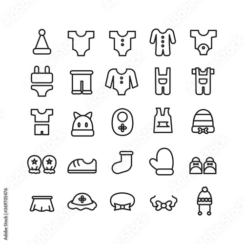 Baby Clothes icon set vector line for website, mobile app, presentation, social media. Suitable for user interface and user experience.