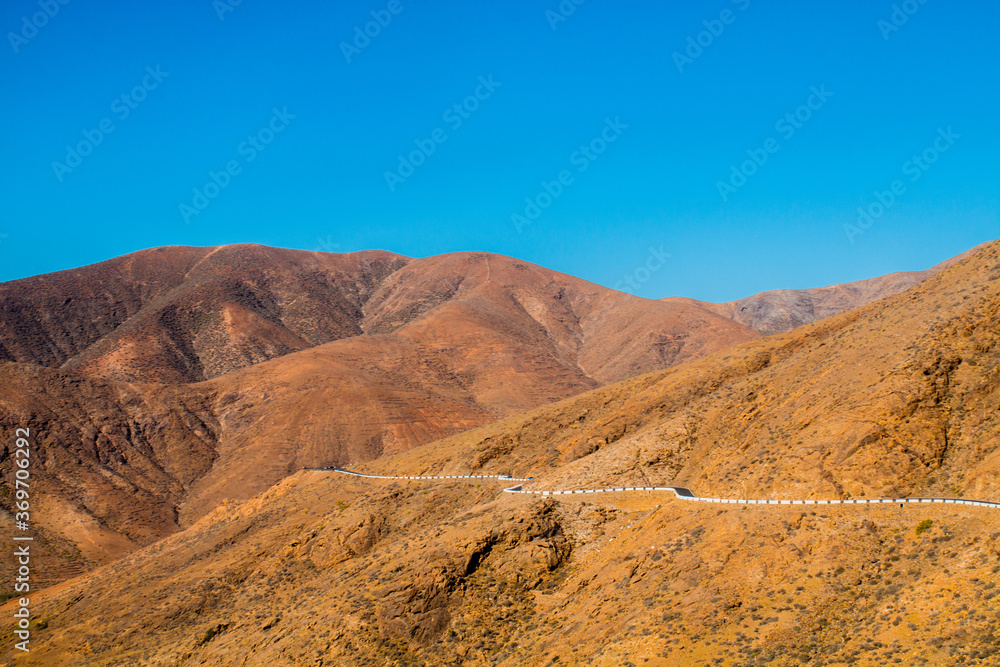 Naklejka premium Point of view of Fuerteventura from the street. Canary Island