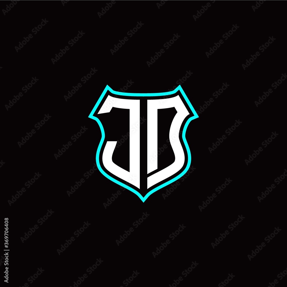J D initials monogram logo shield designs modern