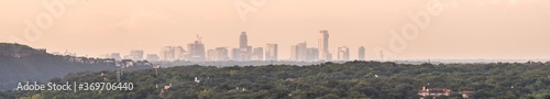 Telephoto Panorama of Downtown Austin Early in the Monring