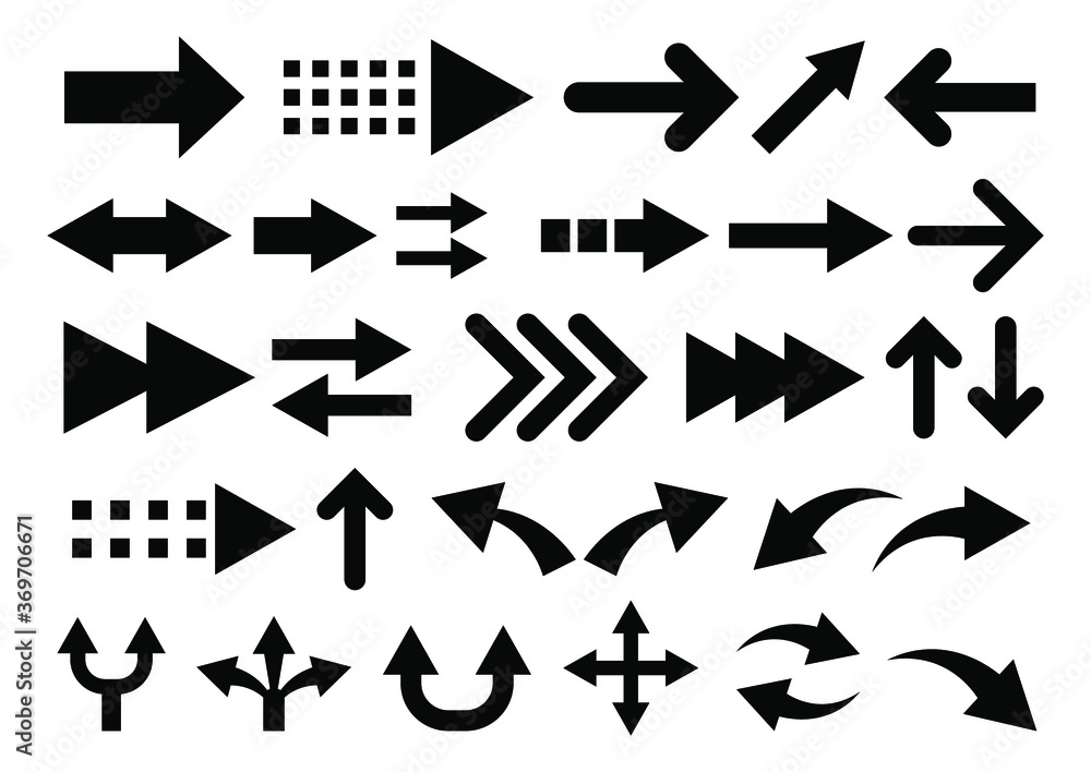Vector set of arrow shapes isolated on white. Vector set of arrow shapes isolated on white.