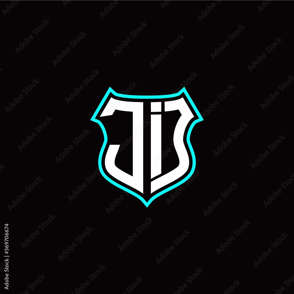J I initials monogram logo shield designs modern
