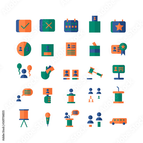 Politic icon set vector flat for website, mobile app, presentation, social media. Suitable for user interface and user experience.