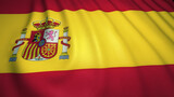 Waving realistic Spain flag on background, close up, 3D illustration