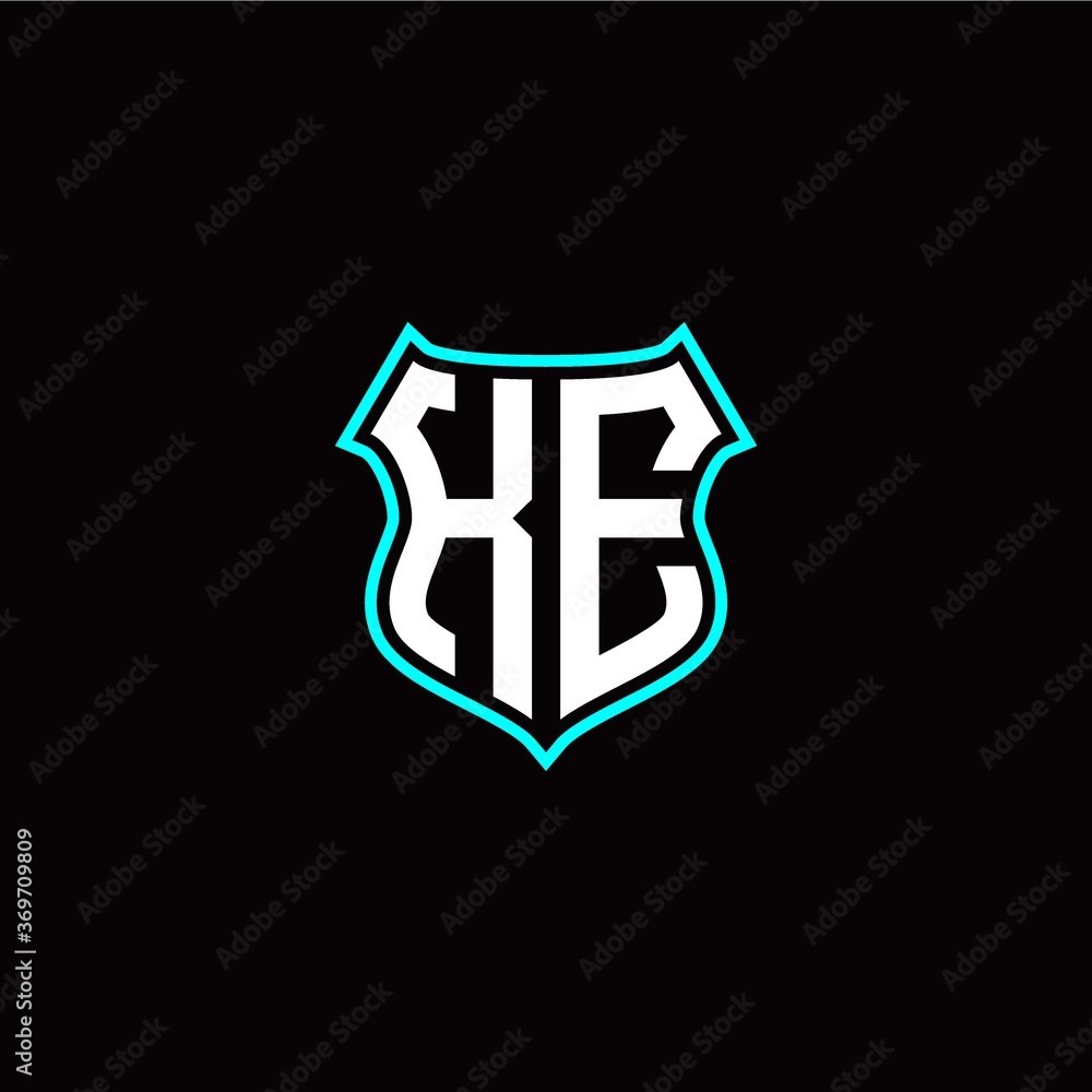 K E initials monogram logo shield designs modern