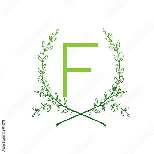 Green Letter F Floral Sign