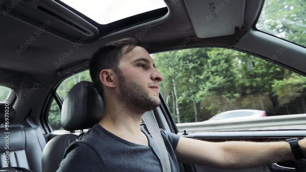 car driver drives in summer. car driver drives in summer.