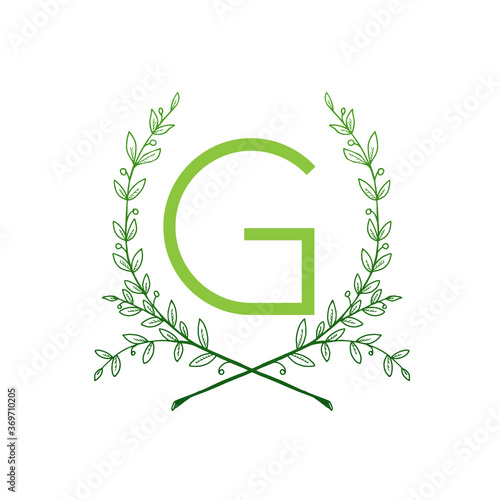 Green Letter G Floral Sign