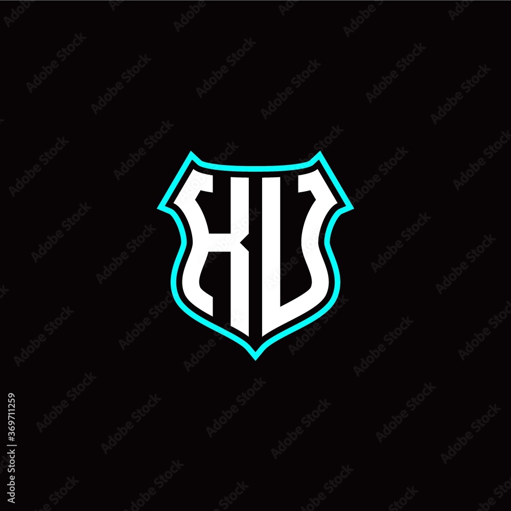 K U initials monogram logo shield designs modern