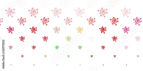 Light Pink, Green vector backdrop with virus symbols.