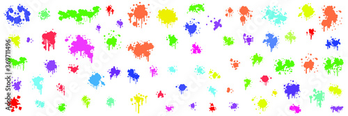 Set Color Spray Collection Paint Splatter And Blob Splash Different Shapes Elements Vector Object Brush