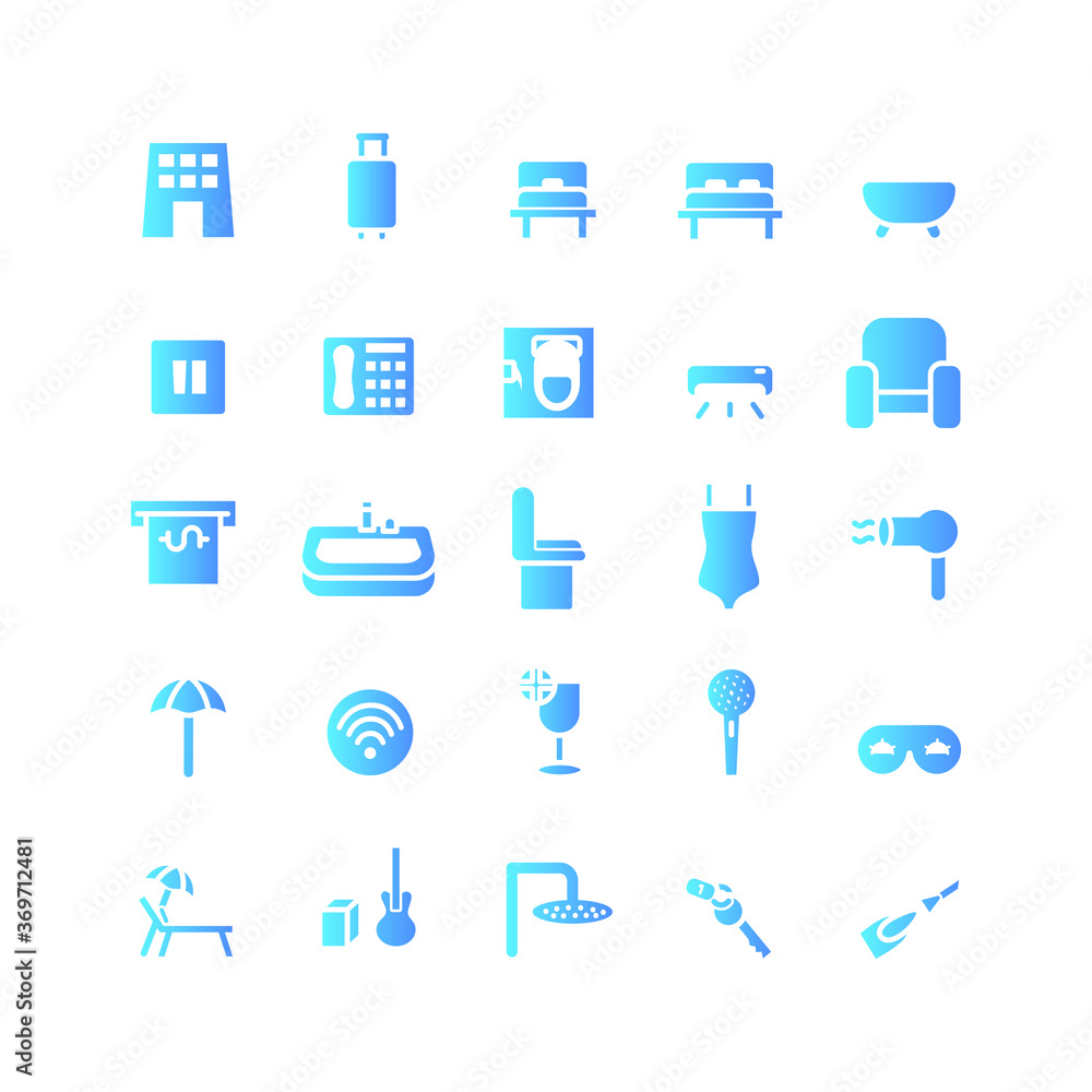 Hotel icon set vector gradient for website, mobile app, presentation, social media. Suitable for user interface and user experience Hotel icon set vector gradient for website, mobile app, presentation, social media. Suitable for user interface and user experience