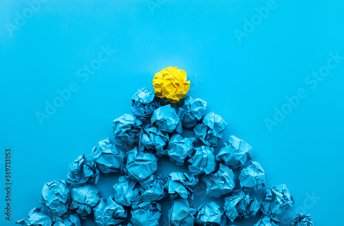 Slika na platnu Idea and creativity concepts with paper crumpled ball in mountain shape