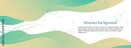 Liquid abstract banner, template background. Blue and beige colors, fluid vector banner template for social media, web sites. Wavy shapes.