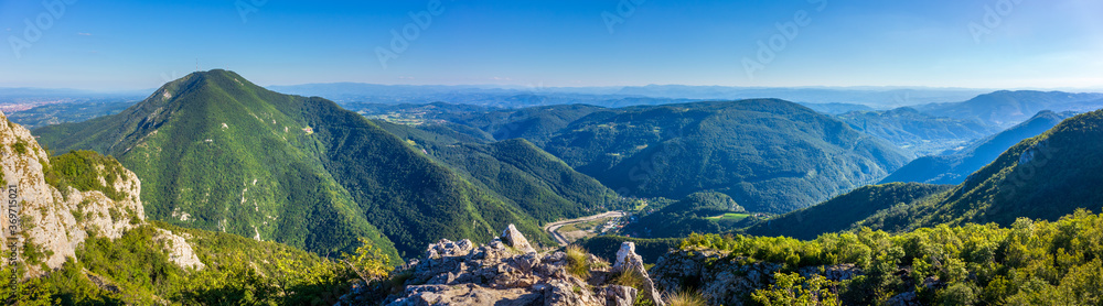 Ovcar-Kablar gorge and West Morava river in Serbia, view from top of Kablar mountain