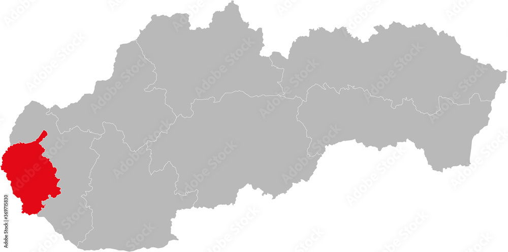 Bratislava Region isolated on Slovakia map. Gray background. Backgrounds and Wallpapers. Bratislava Region isolated on Slovakia map. Gray background. Backgrounds and Wallpapers.