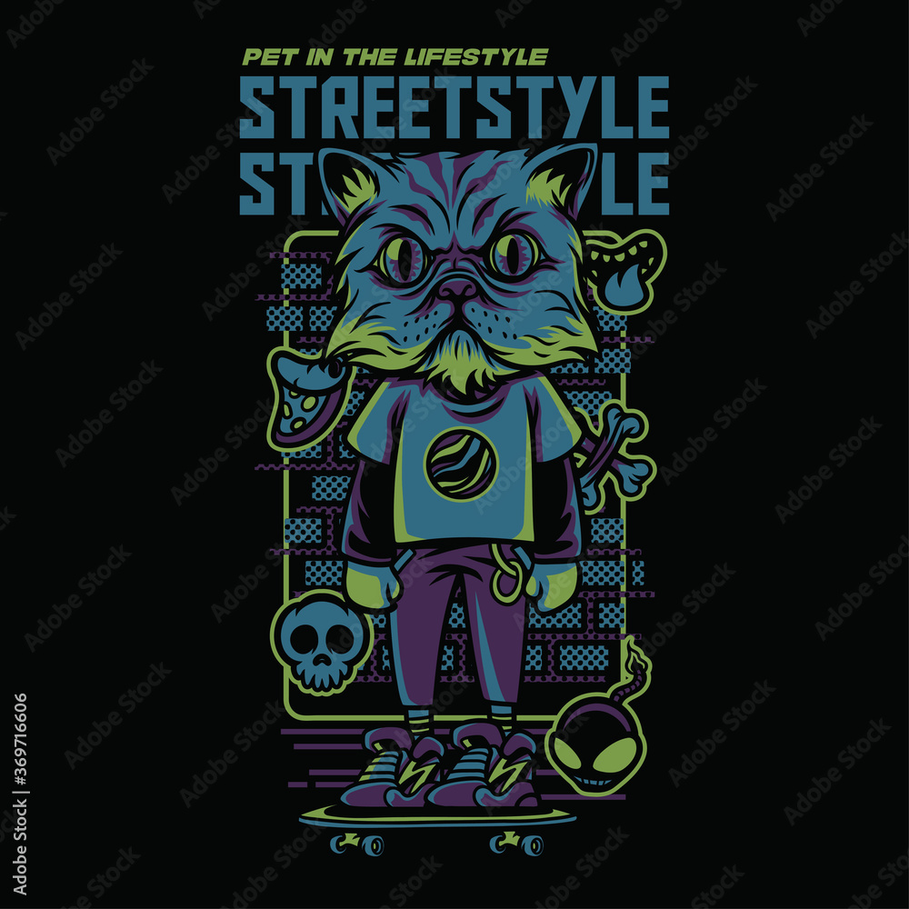 Street Style Persian Cat Illustration