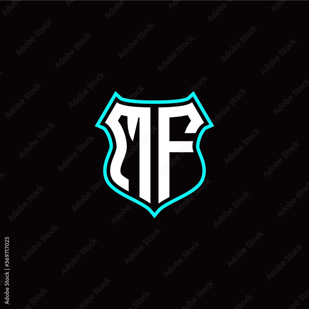 M F initials monogram logo shield designs modern