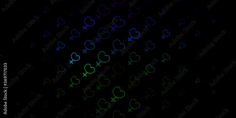 Dark Blue, Green vector background with woman symbols. Dark Blue, Green vector background with woman symbols.