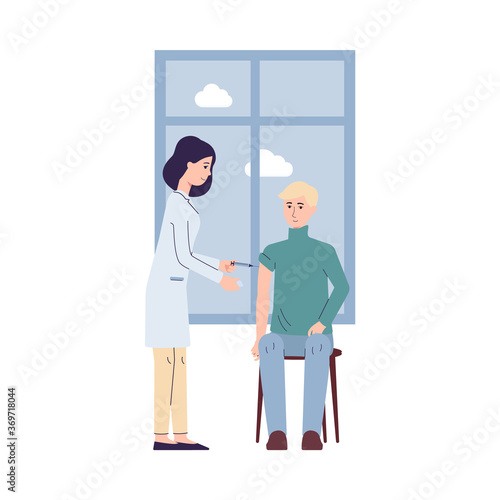Vaccination influenza and virus prevention flat vector illustration isolated.