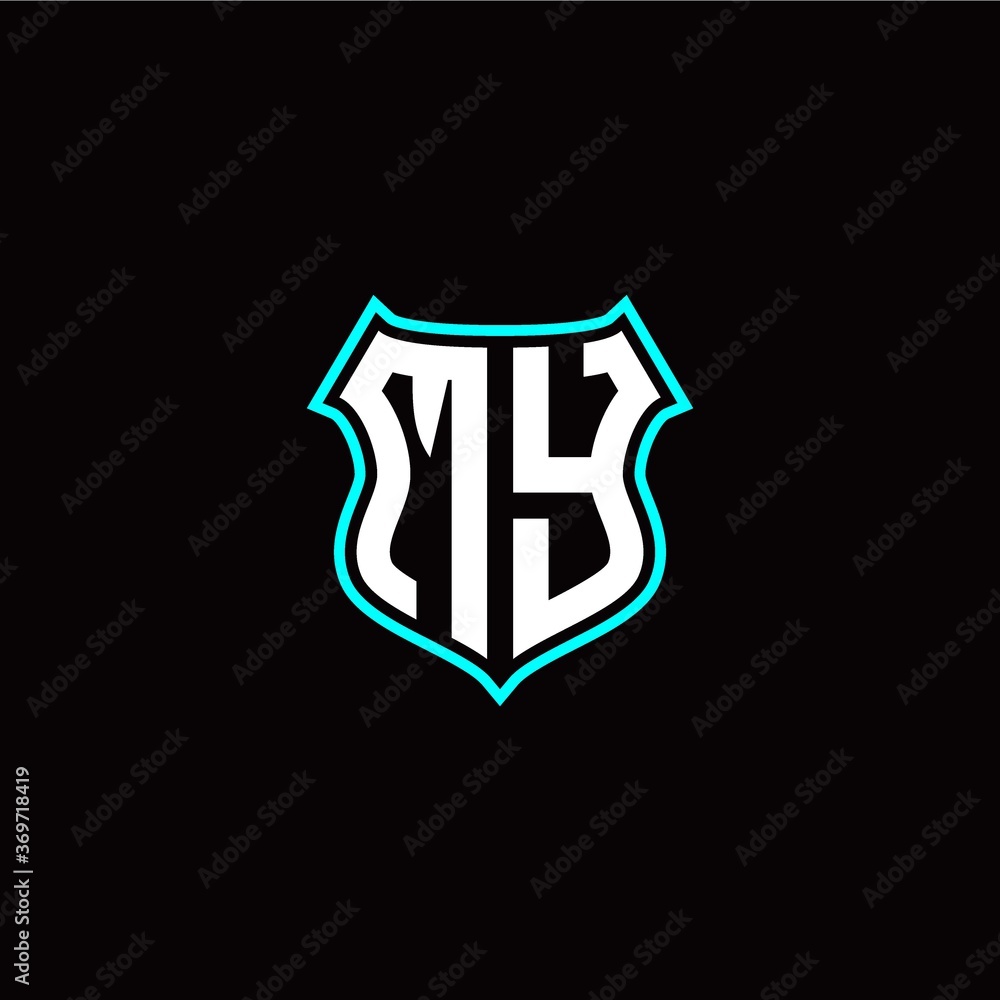 M Y initials monogram logo shield designs modern