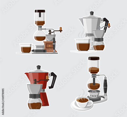 Coffee and Drink Flat Icons set , Vector illustration